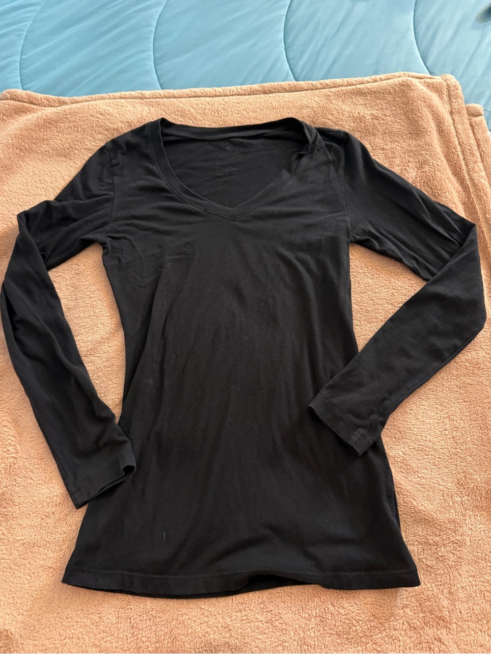 Love Black Long Sleeve V-Neck Tee